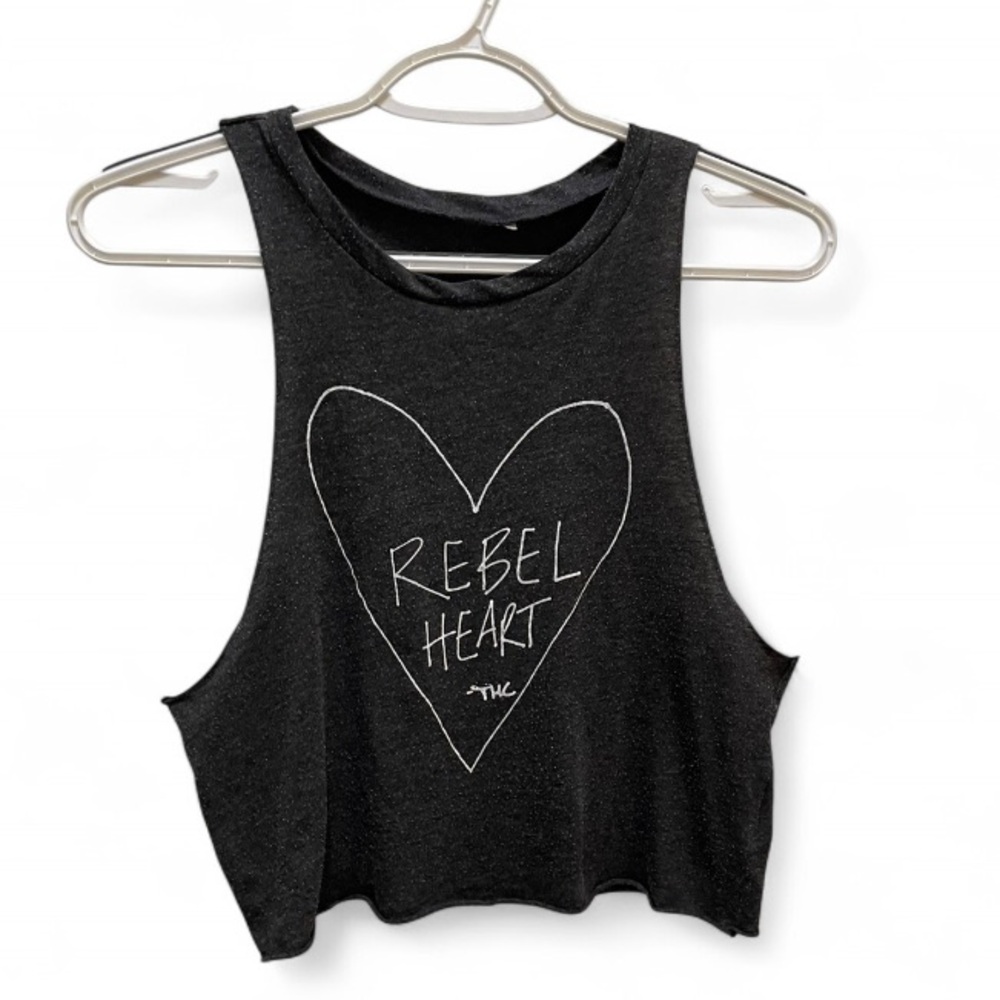 Black Crop Muscle Tee with Cut Out Design